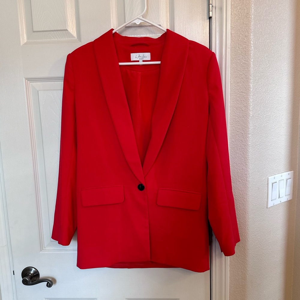 💥💥Clearance!!💥💥NWOT L’Academie The Fleur Blazer Revolve small Scarlet Red - Picture 5 of 12